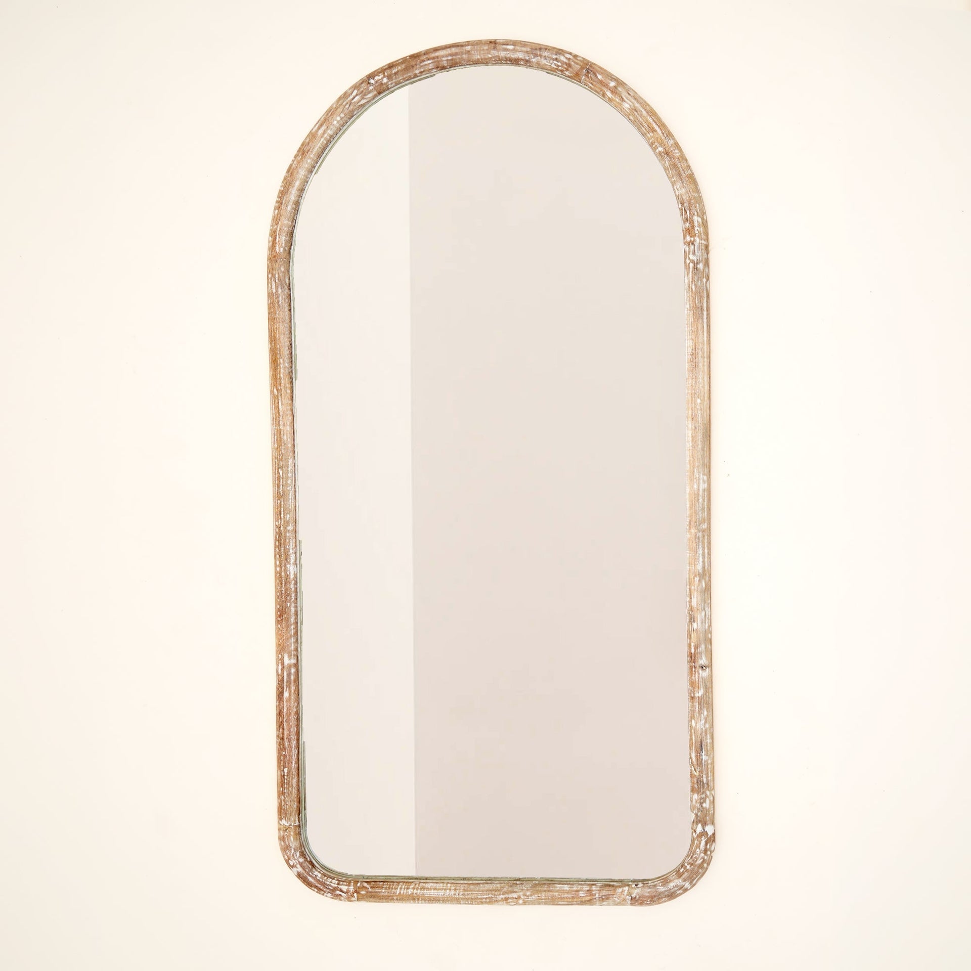 Arched Full Length Wall Mirror with Mango Wood Frame, 36x72