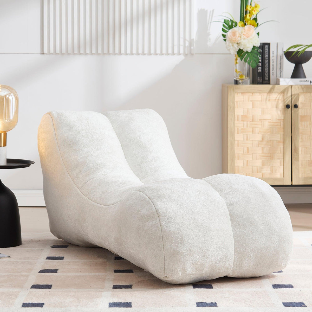 White Polyester Bean Bag Sofa‑Lounger