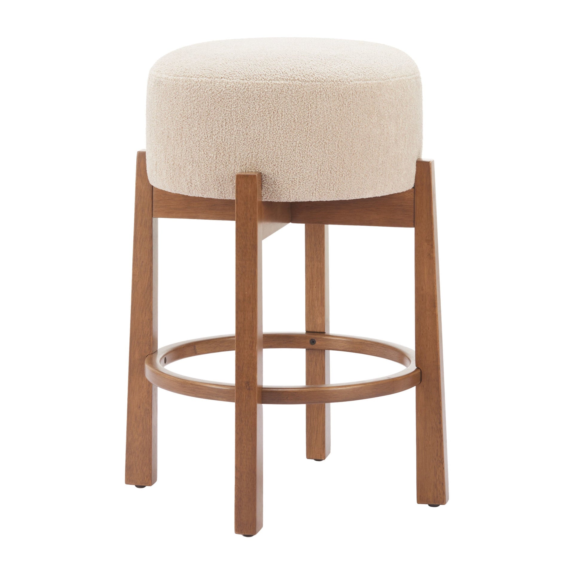 Nade Counter Stool (Set of 2) Beige & Walnut