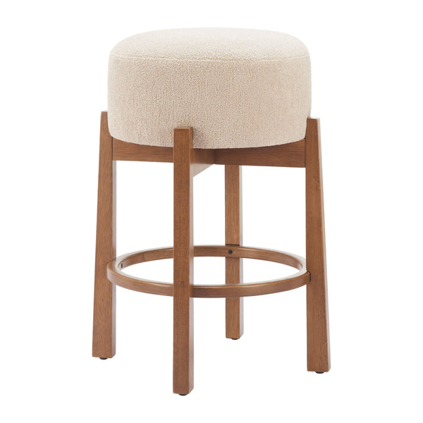 Nade Counter Stool (Set of 2) Beige & Walnut