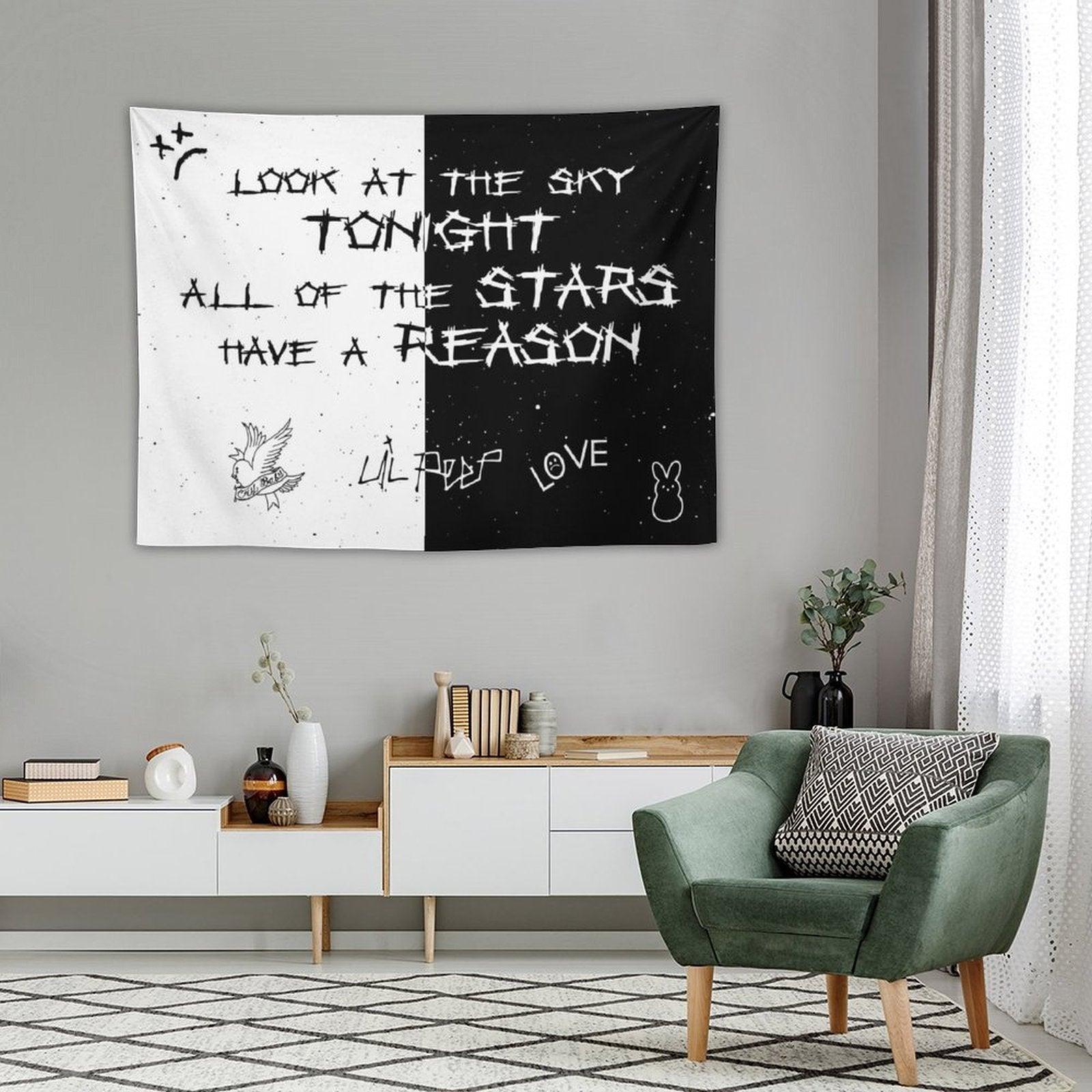 Lil Peep White And Black Star Tapestry