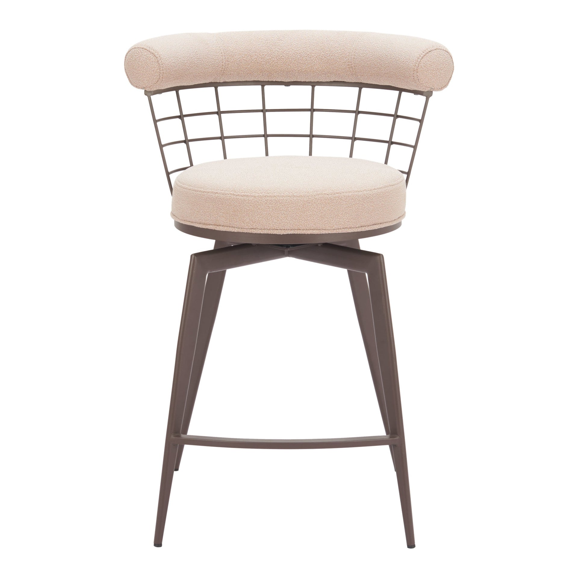 Saku Swivel Counter Stool Beige & Brown