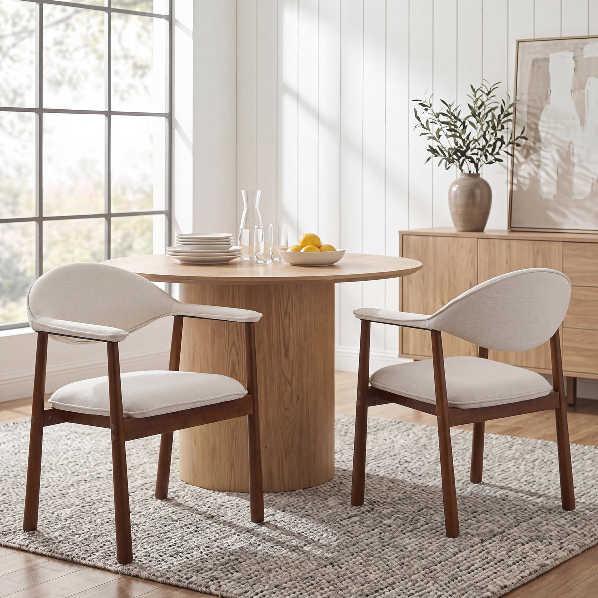 Modern Upholstered Dining Chairs with Curved Back