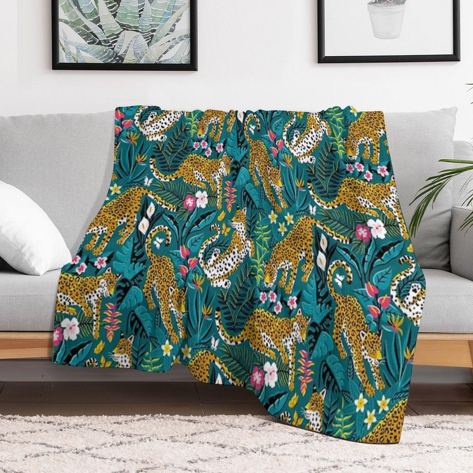 Dancing Jaguar Jungle Throw Blanket