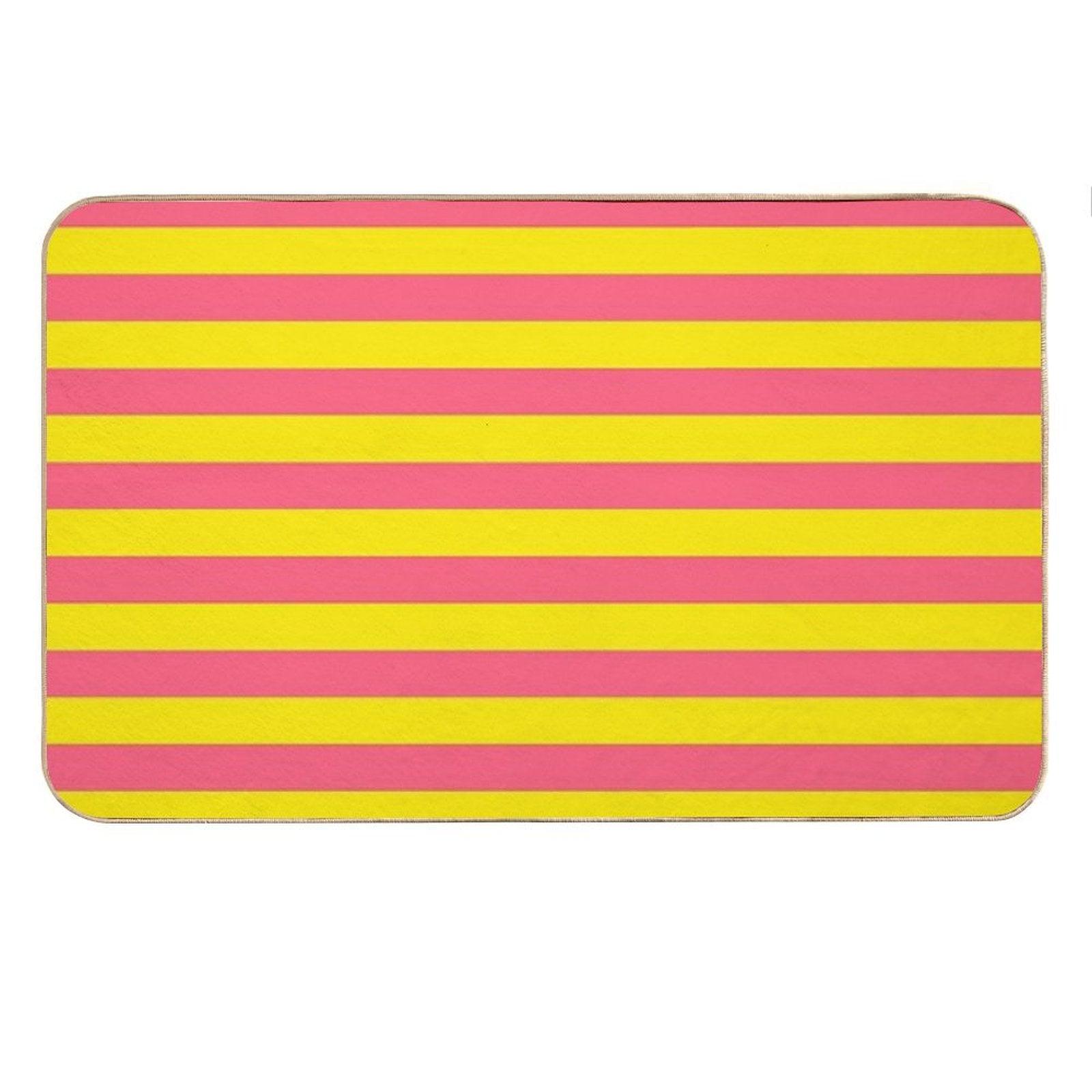 Yellow Pink Stripes Bath Mat
