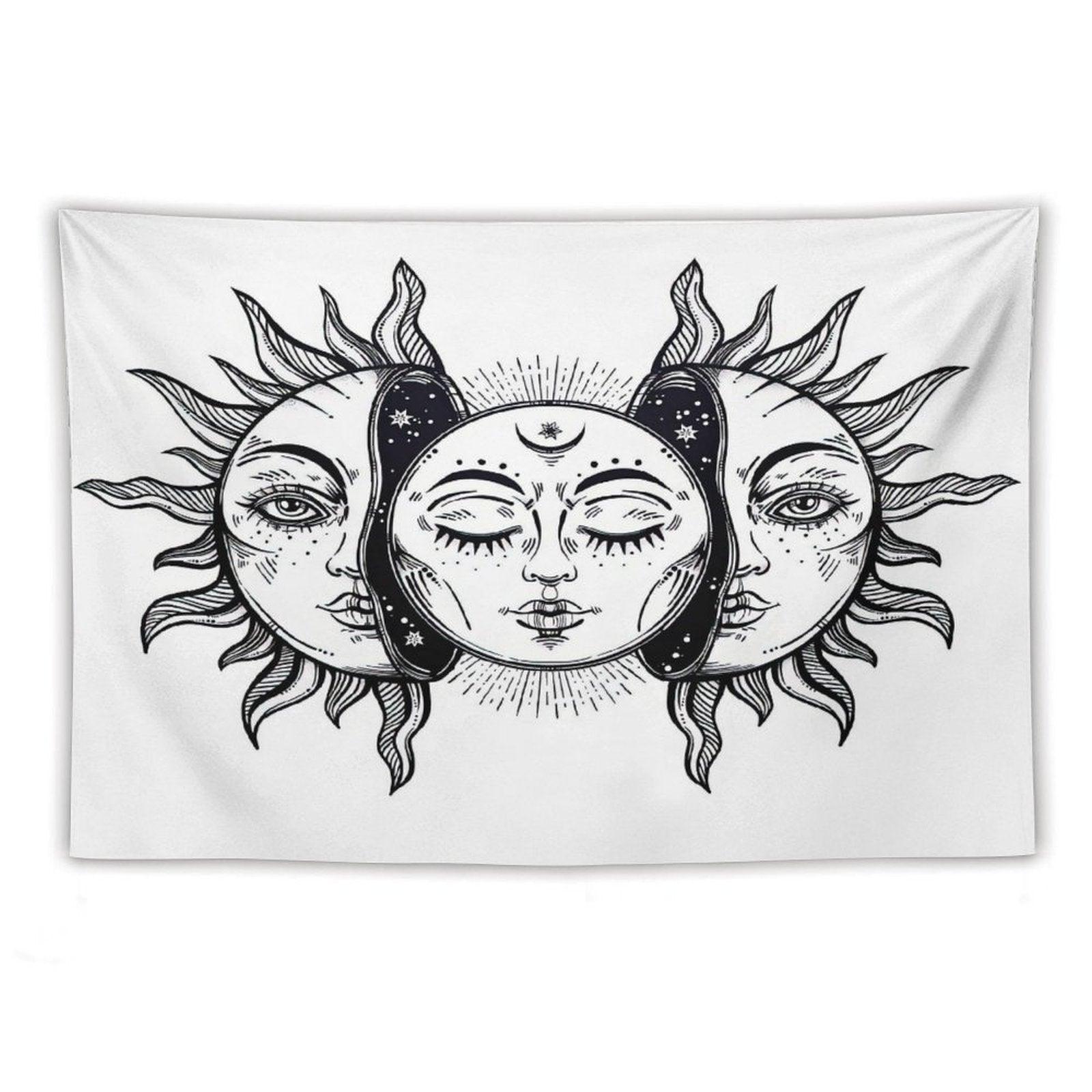Vintage Solar Sun And Moon Tapestry
