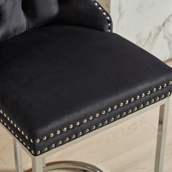Set of 2 Modern Velvet Barstools