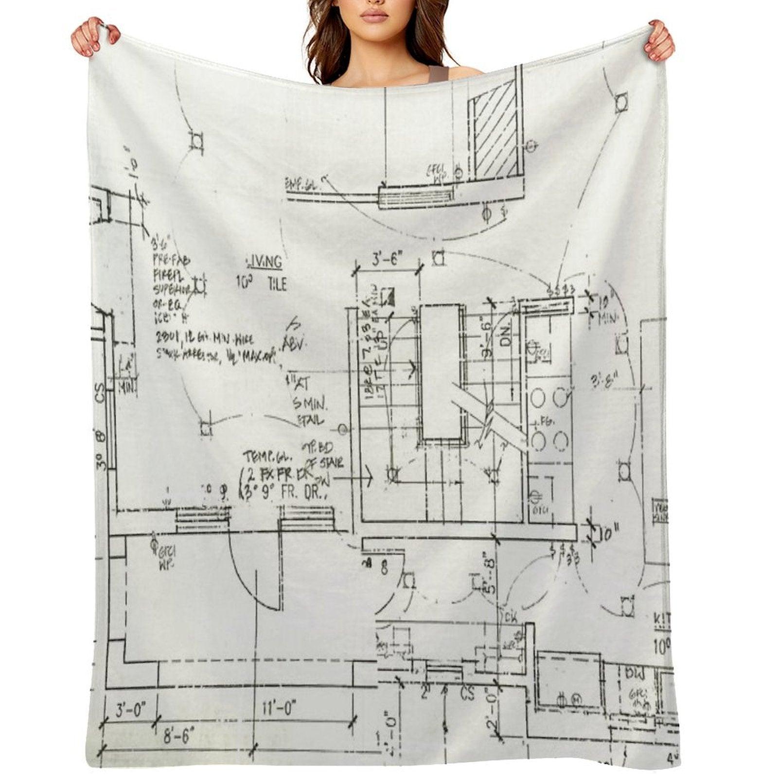 Architects Blueprint - Architecture Pattern Throw Blanket