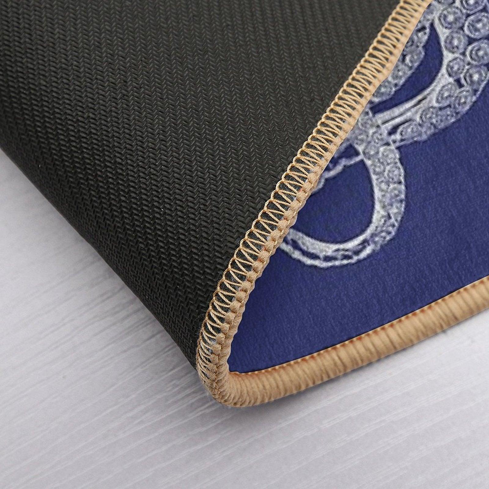 Octopus  Vintage Octopus  Tentacles  Sea Creatures  Nautical  Ocean  Sea  Beach  Navy Blue And White Bath Mat