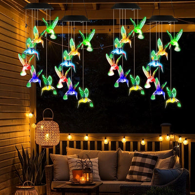 Solar Hummingbird Wind Chime 7 Color Changing Wind Chime for Outside IPX4 Waterproof Outdoor Garden Yard Decor