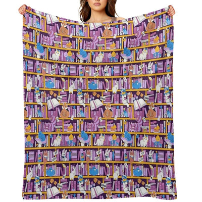 Library in Wonderland Velvety-soft Throw Blanket