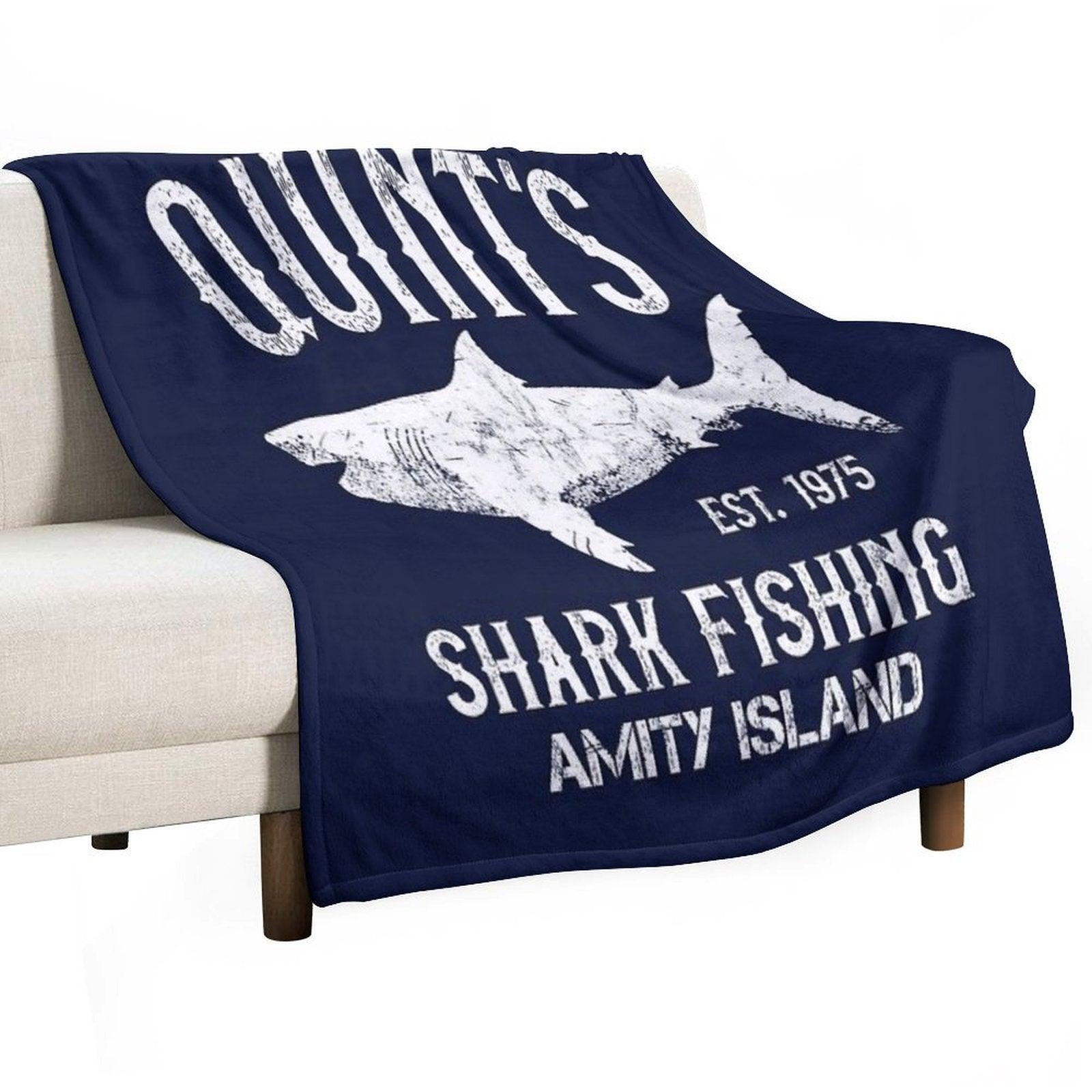 Quint's Shark Fishing - Amity Island 1975 Throw Blanket