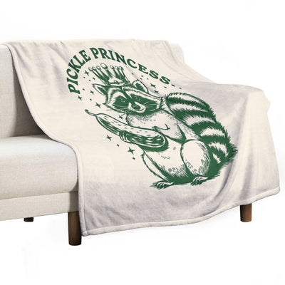 Pickle Princess Funny Pickles Lover Raccoon Foodie Eco-conscious Throw Blanket