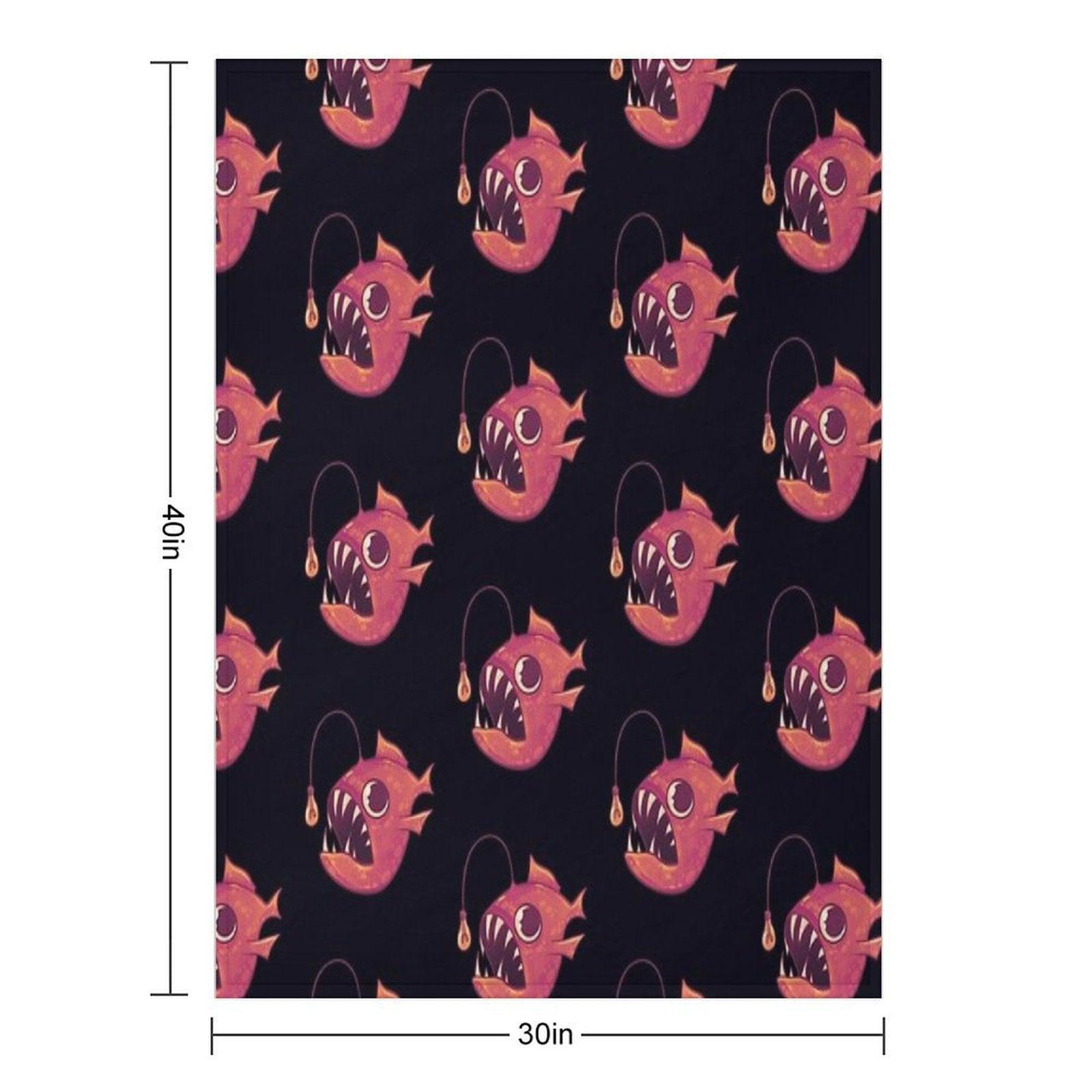 Cute Anglerfish (Red) Throw Blanket