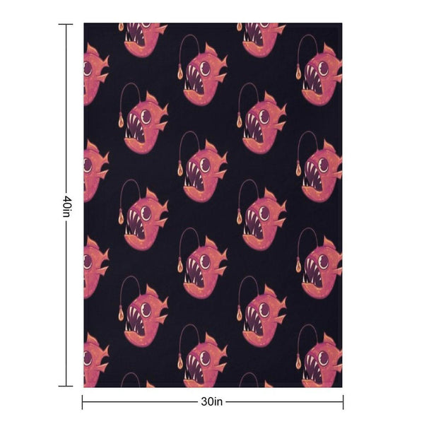Cute Anglerfish (Red) Throw Blanket