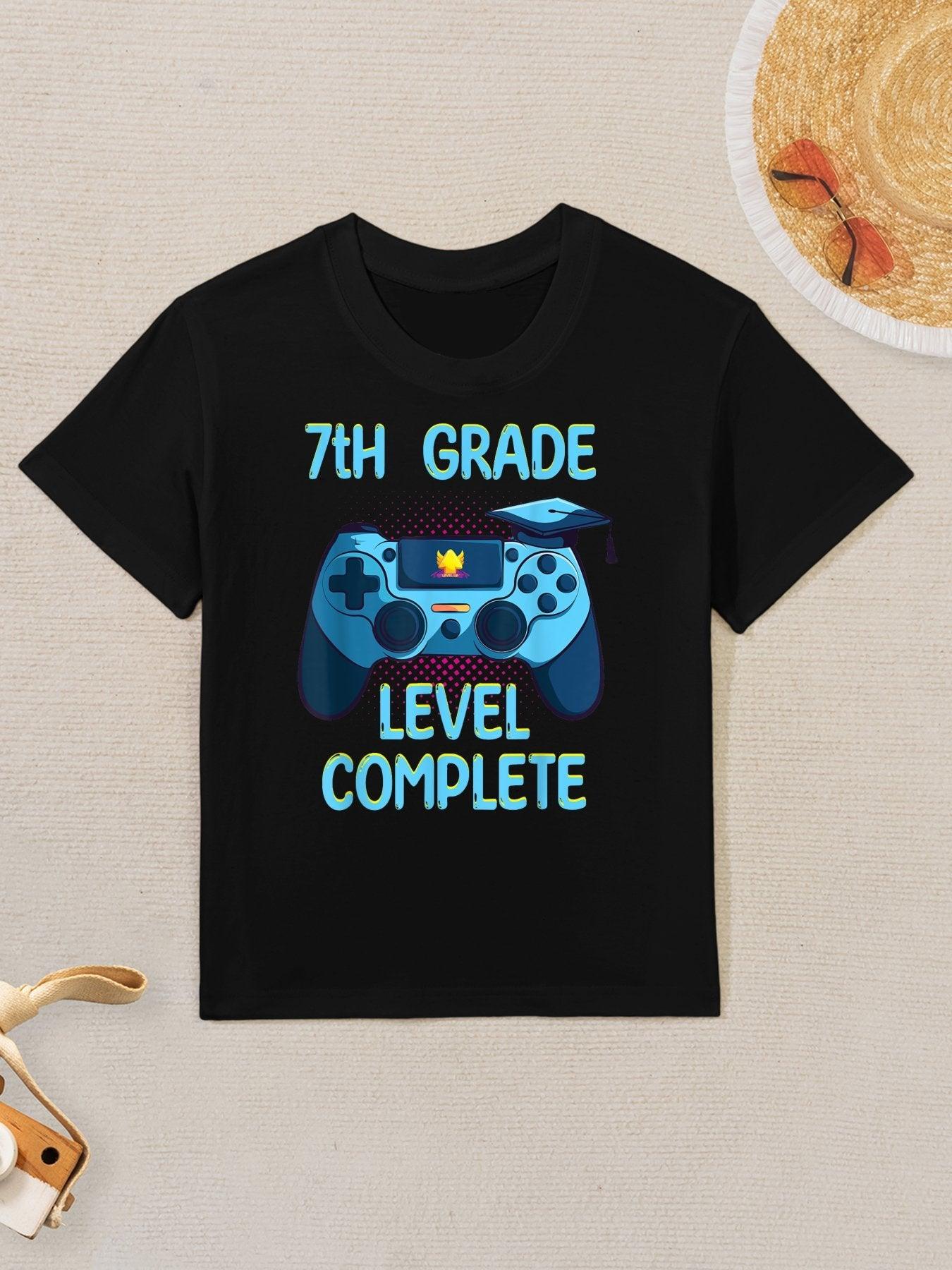 7th Grade Level Complete Last Day Of School Funny Graduation Kids T-Shirt