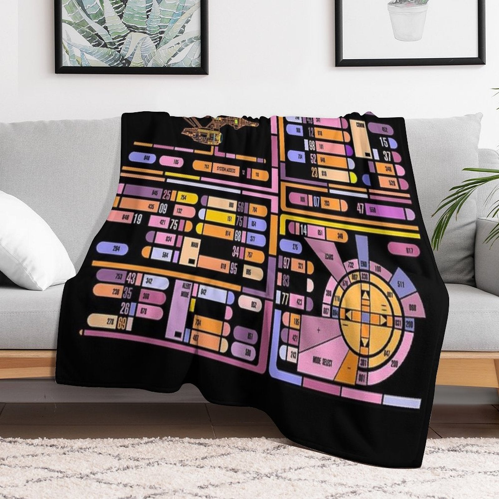 TNG Interface Space Future Control Panel Machine-washable Throw Blanket