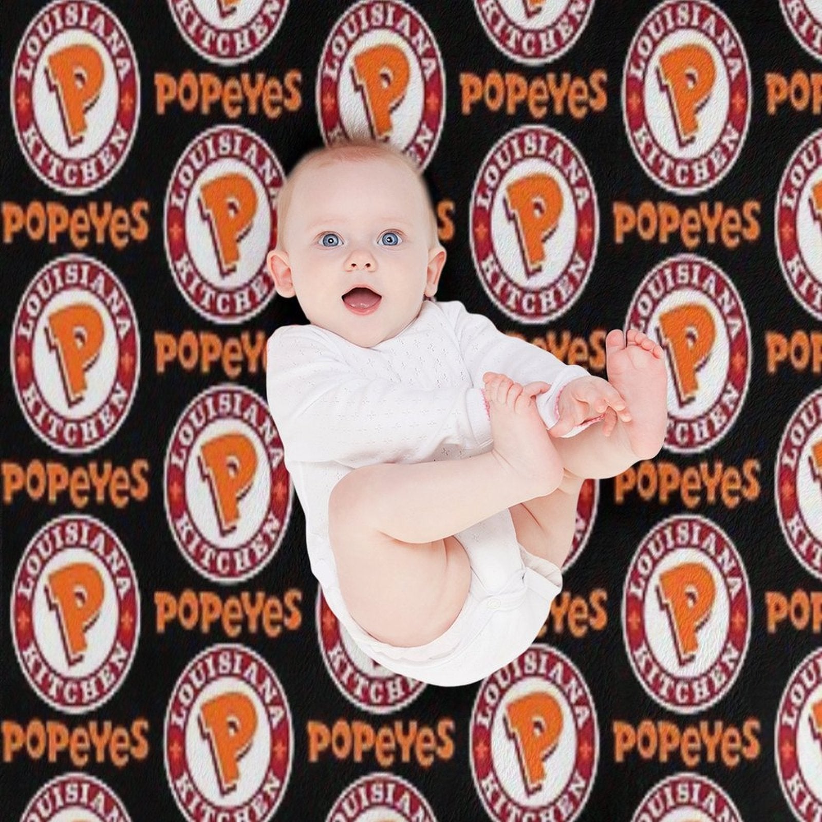 Louisiana Kitchen Popeyes Classic Logos Premium Throw Blanket