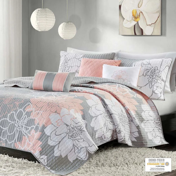 Lola 6 Piece Reversible Cotton Printed Coverlet Set - Gifts for You 'n Me