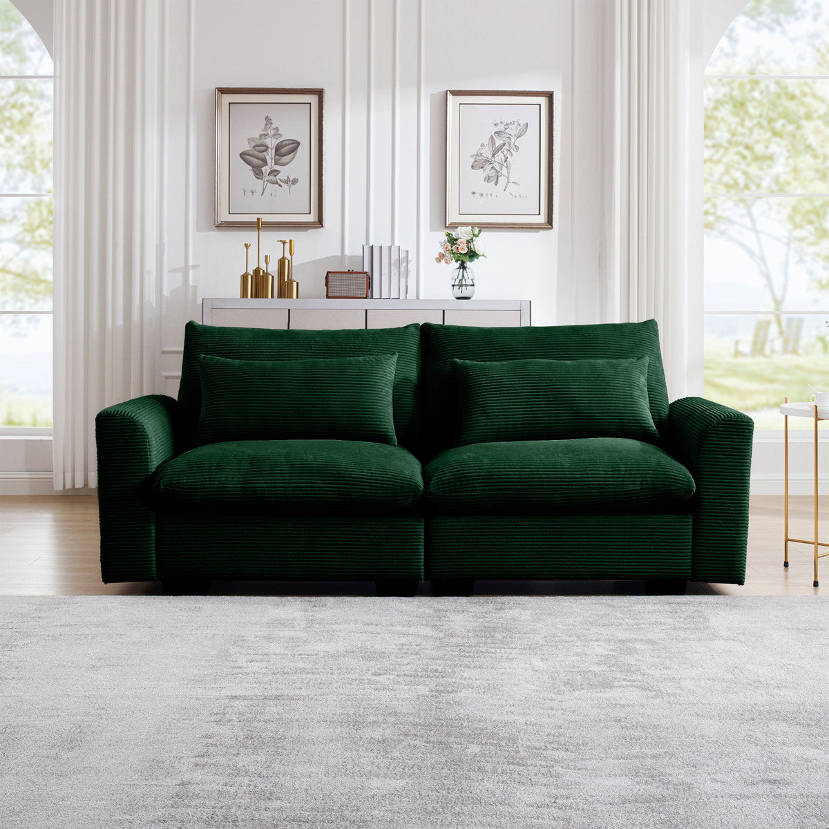 Modern 2 Seater Corduroy Fabric Sofa