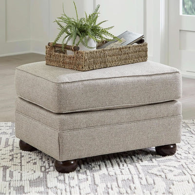 Rectangular Upholstered Ottoman Light Brown Bun Legs