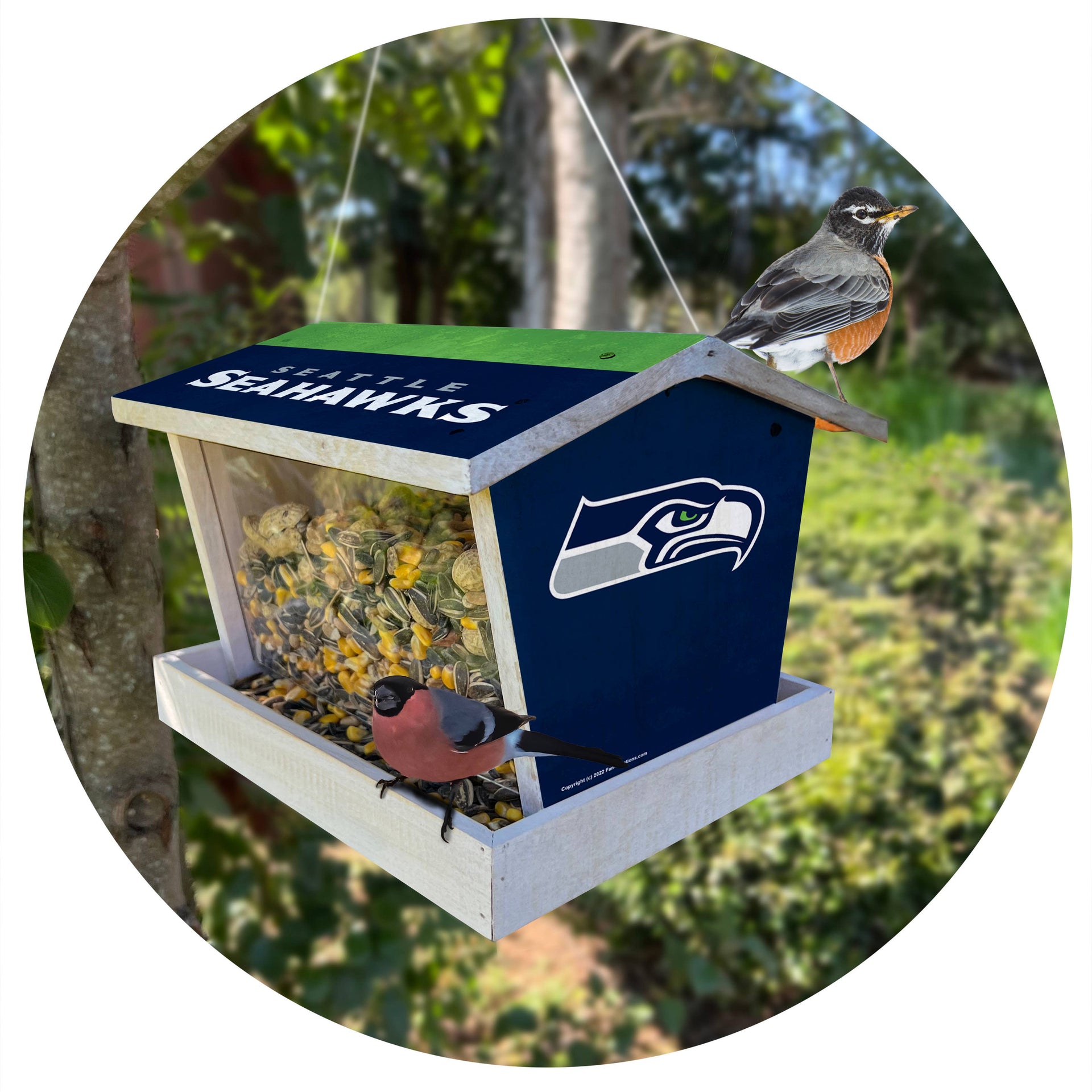 Seattle Seahawks Bird Feeder - Custom Team Wood Feeder | Weather-Resistant Outdoor Decor