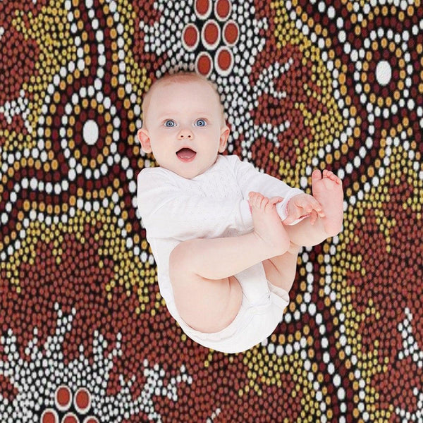 Authentic Aboriginal Art -  Mountains Throw Blanket