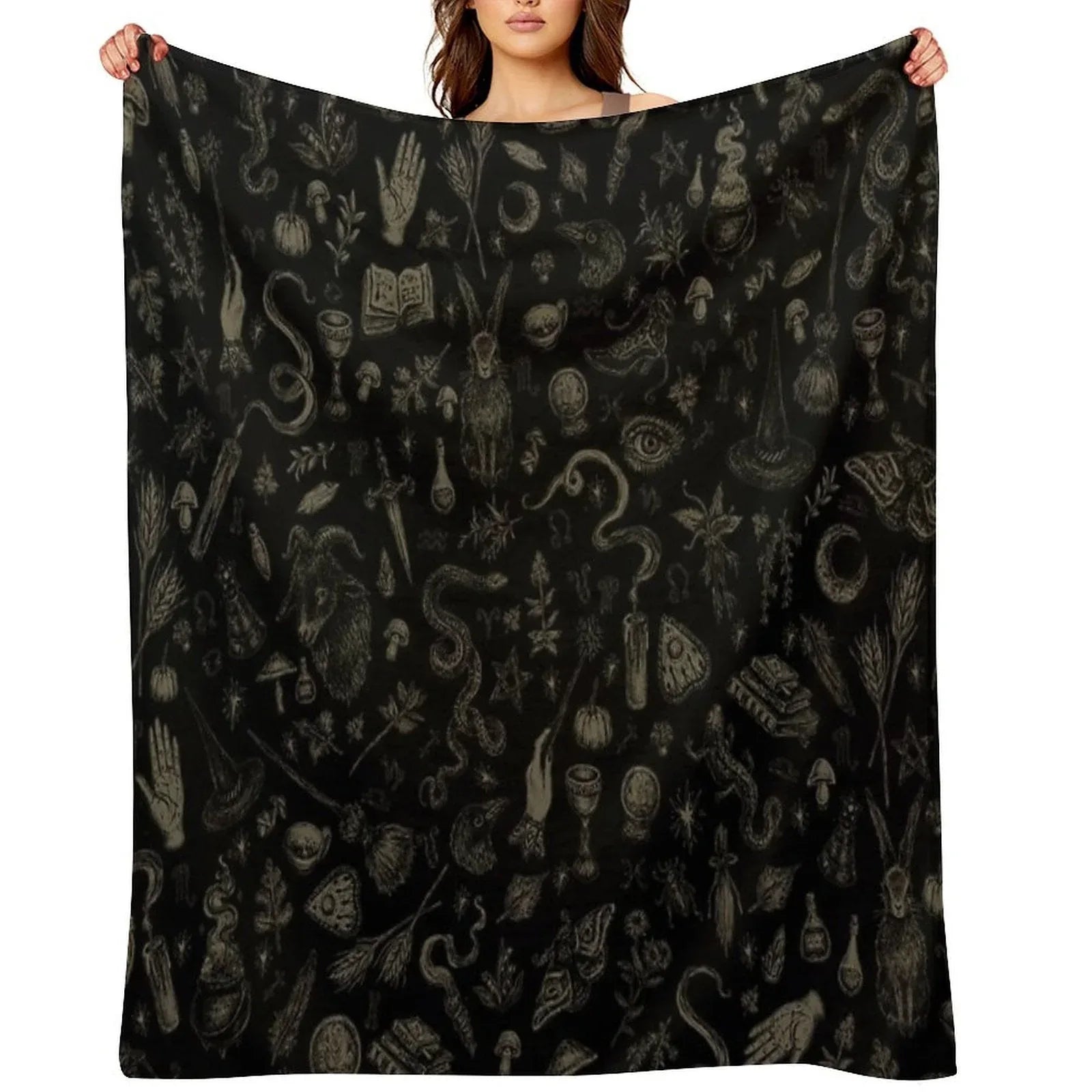 Just Witch Things (black And Beige) Throw Blanket