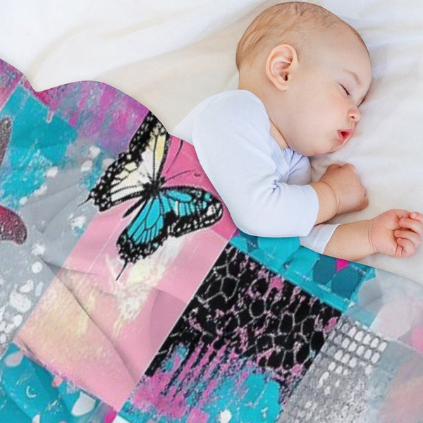 Y2K Hot Pink Retro Butterflies Collage Durable Throw Blanket