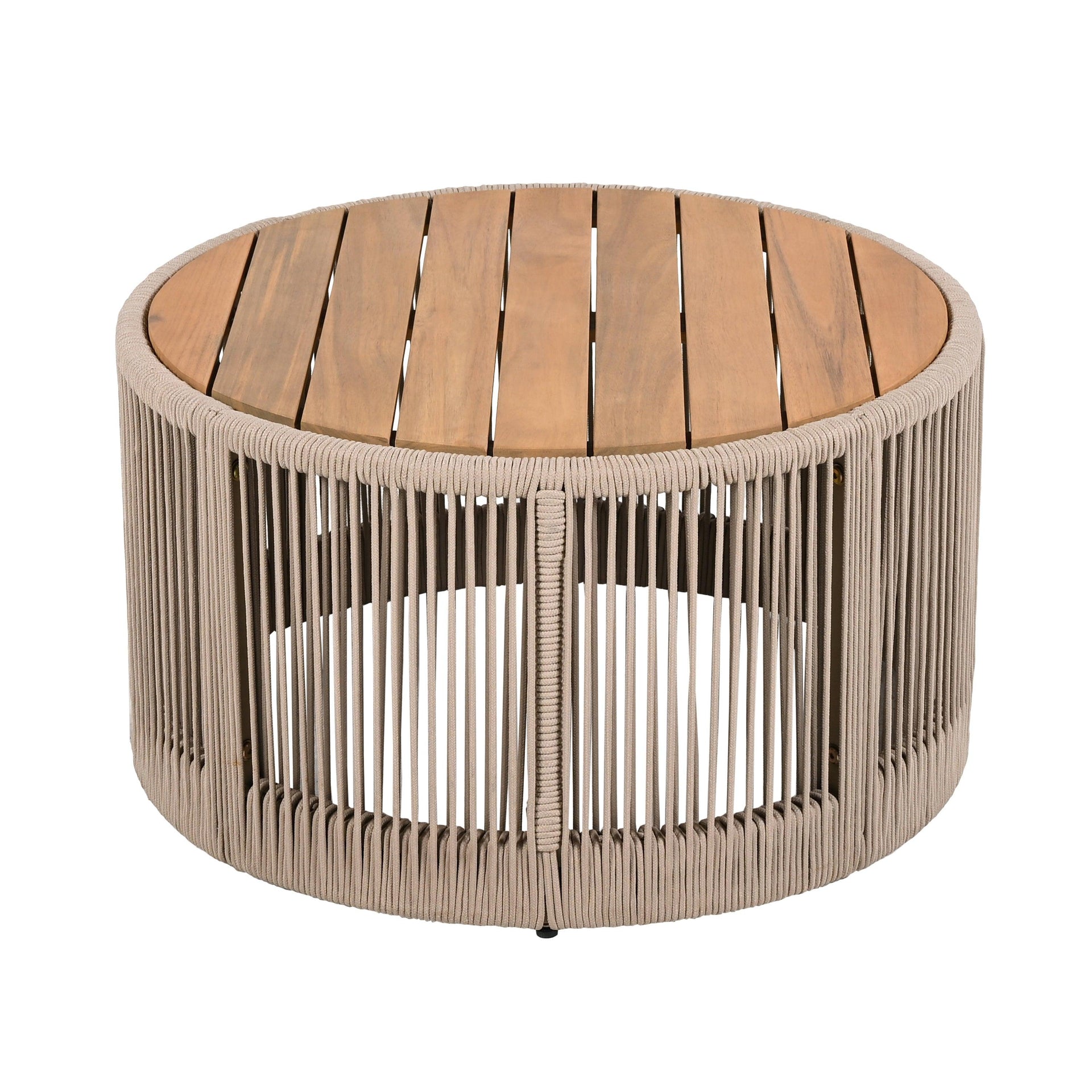 Outdoor Rattan Rope & Acacia Wood Coffee Table