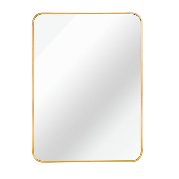 22x30 Inch Gold Metal Framed Rectangular Bathrrom Mirror for Wall. Vtng Furniture