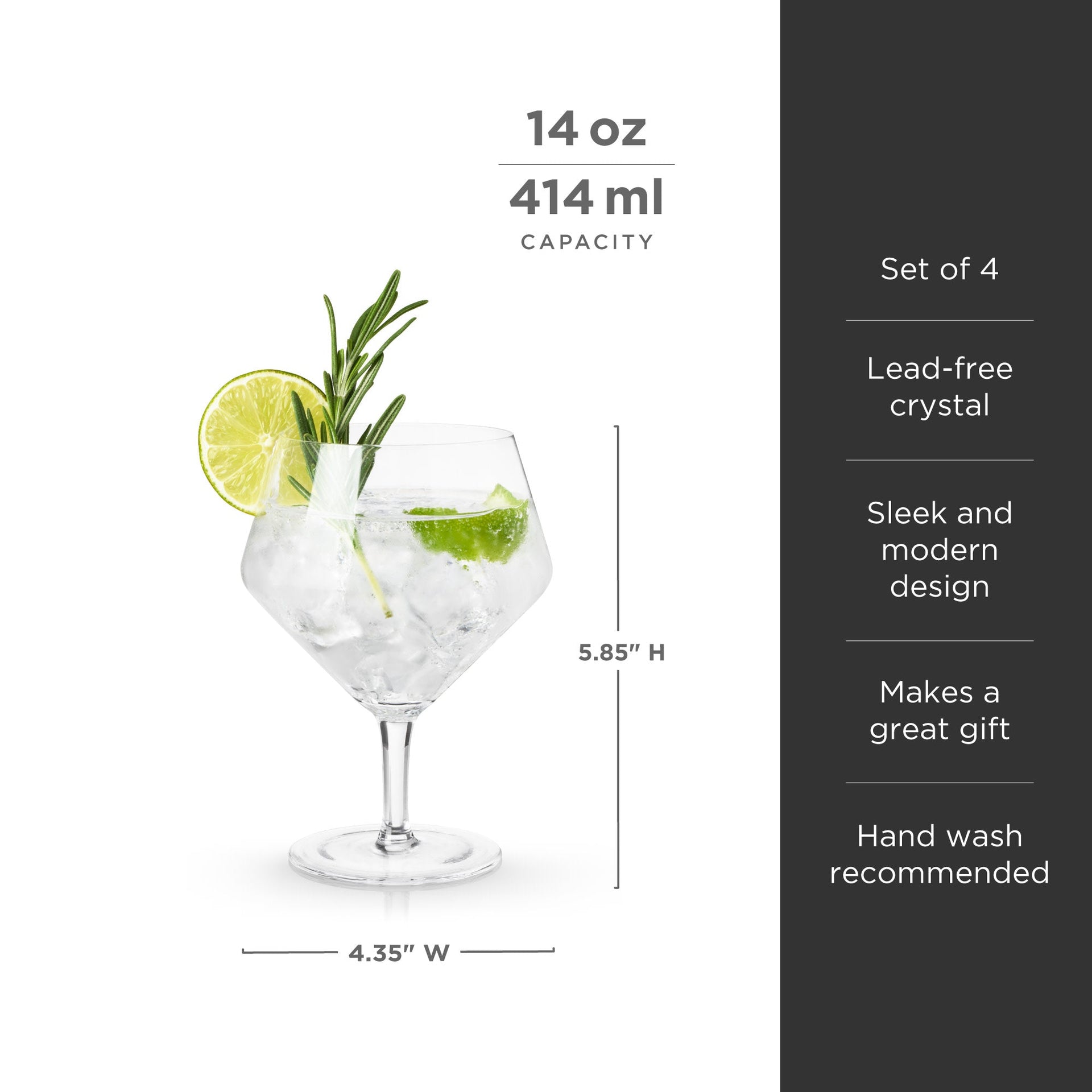 Raye Angled Crystal Gin & Tonic Glasses Set of 4