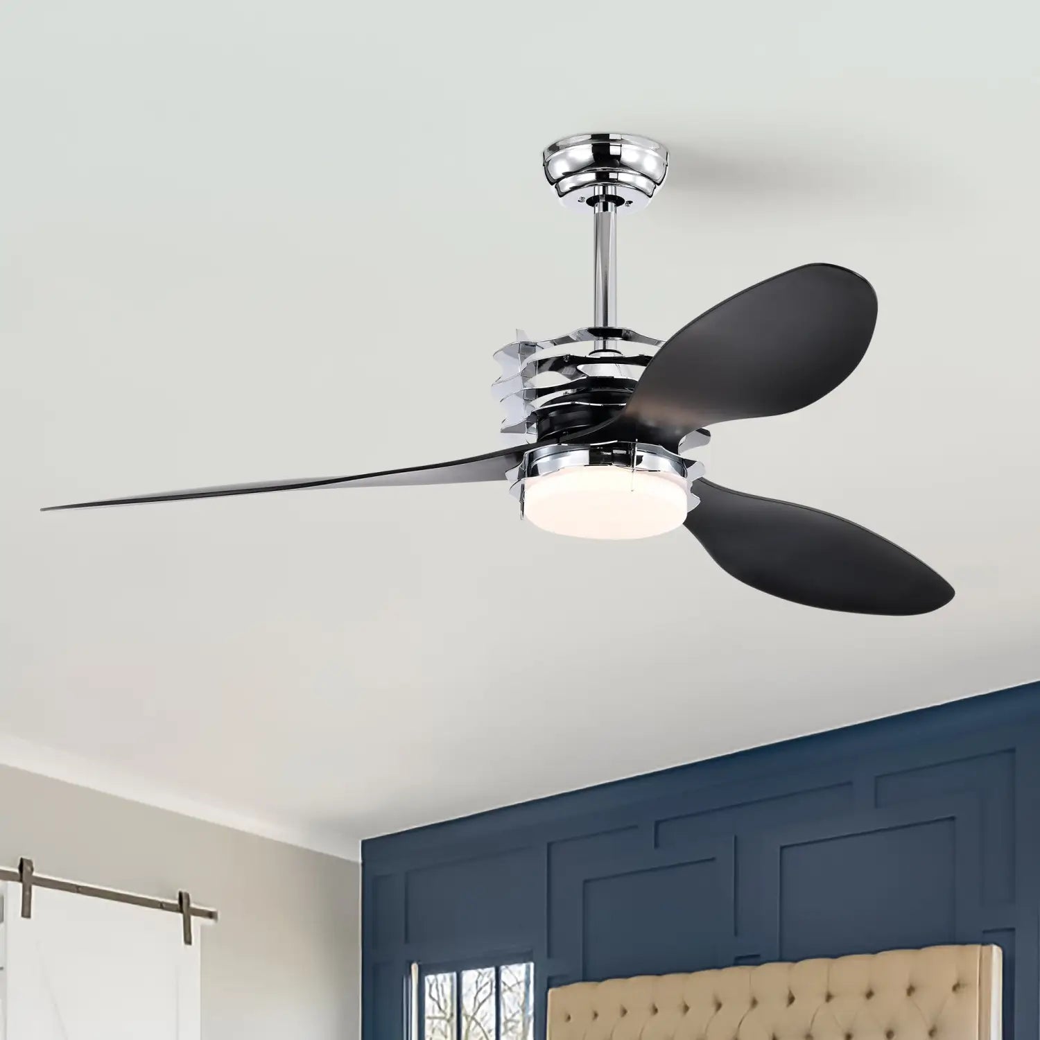 Ceiling Fan for Living Room with 3 ABS Blades, LED Light & Remote