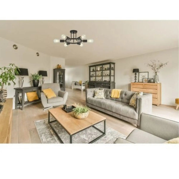 Ceiling Lamp with 6-Lights - Semi Recessed Sputnik Design for Living Rooms