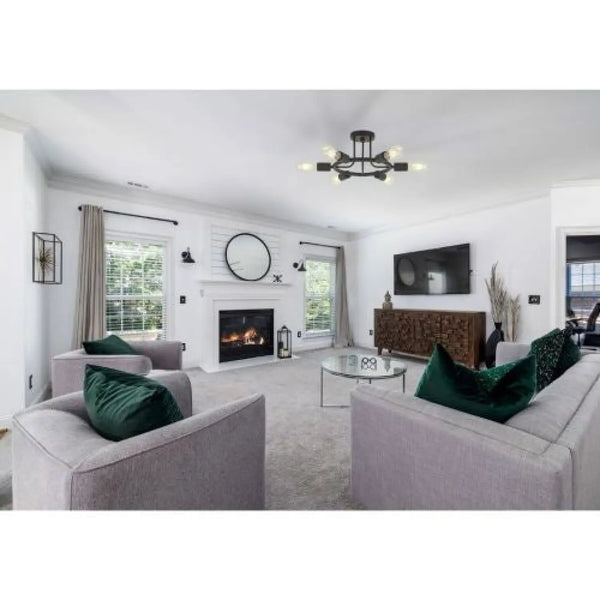 Ceiling Lamp with 6-Lights - Semi Recessed Sputnik Design for Living Rooms