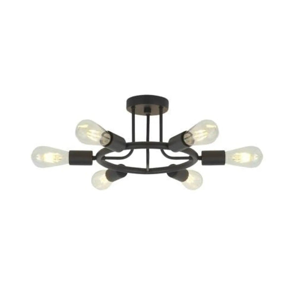 Ceiling Lamp with 6-Lights - Semi Recessed Sputnik Design for Living Rooms