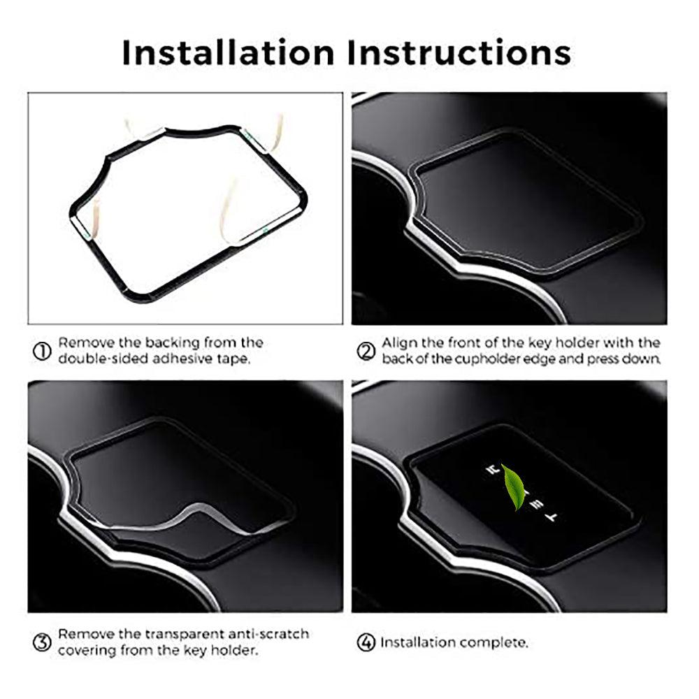 Acrylic Center Console Card Key Holder for Model 3/Y | Gloss Black | Anti-Slip