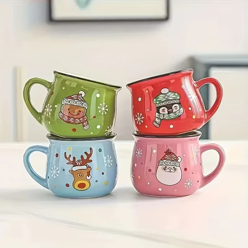 Ceramic Christmas Coffee Mugs Set of 4