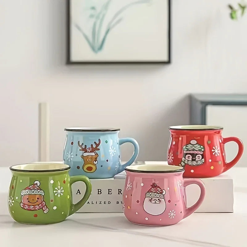 Ceramic Christmas Coffee Mugs Set of 4