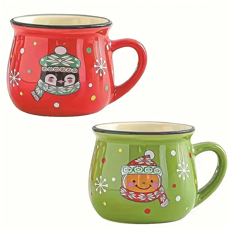 Ceramic Christmas Coffee Mugs Set of 4