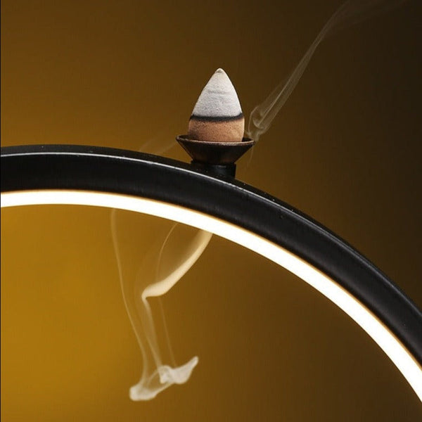 Blossom Deer Round Backflow Incense Burner LED Lamp