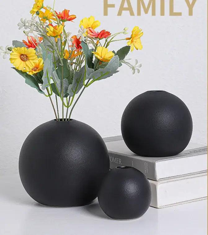 Black Ceramic Vase Set