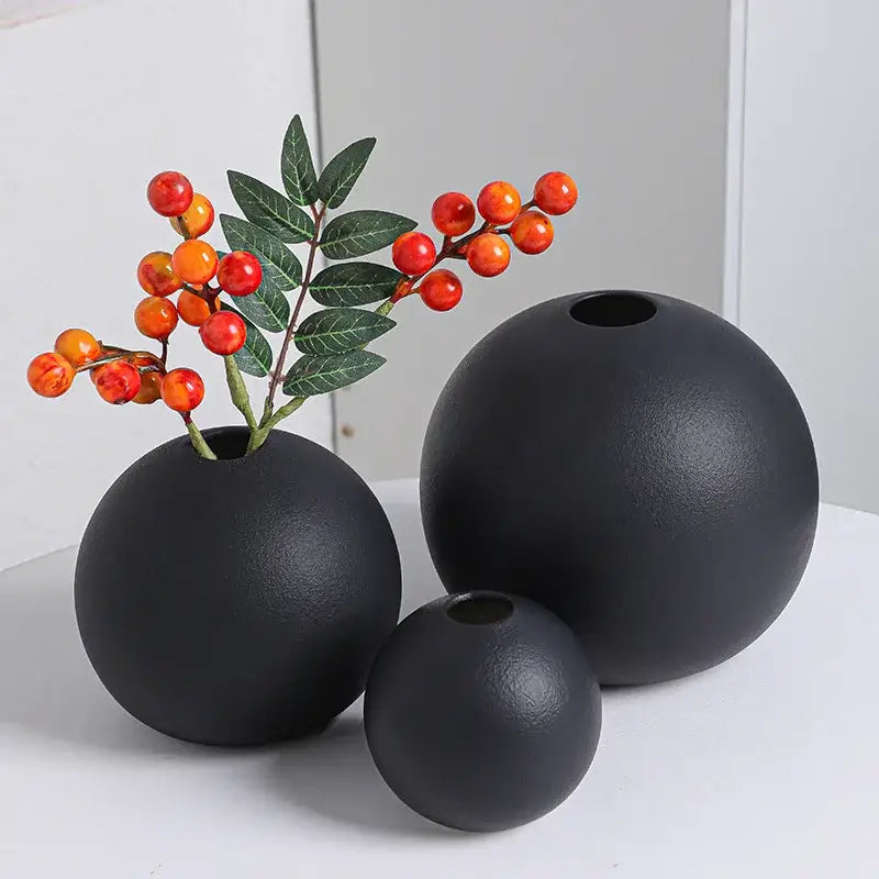 Black Ceramic Vase Set