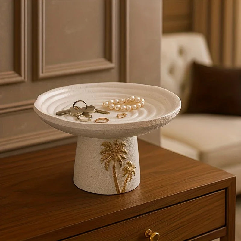 Ceramic Tray - Golden Palm Serving