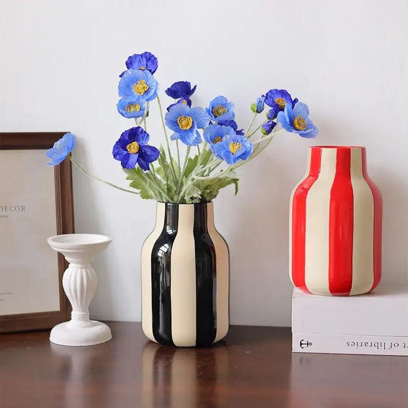 Black Striped Ceramic Vase
