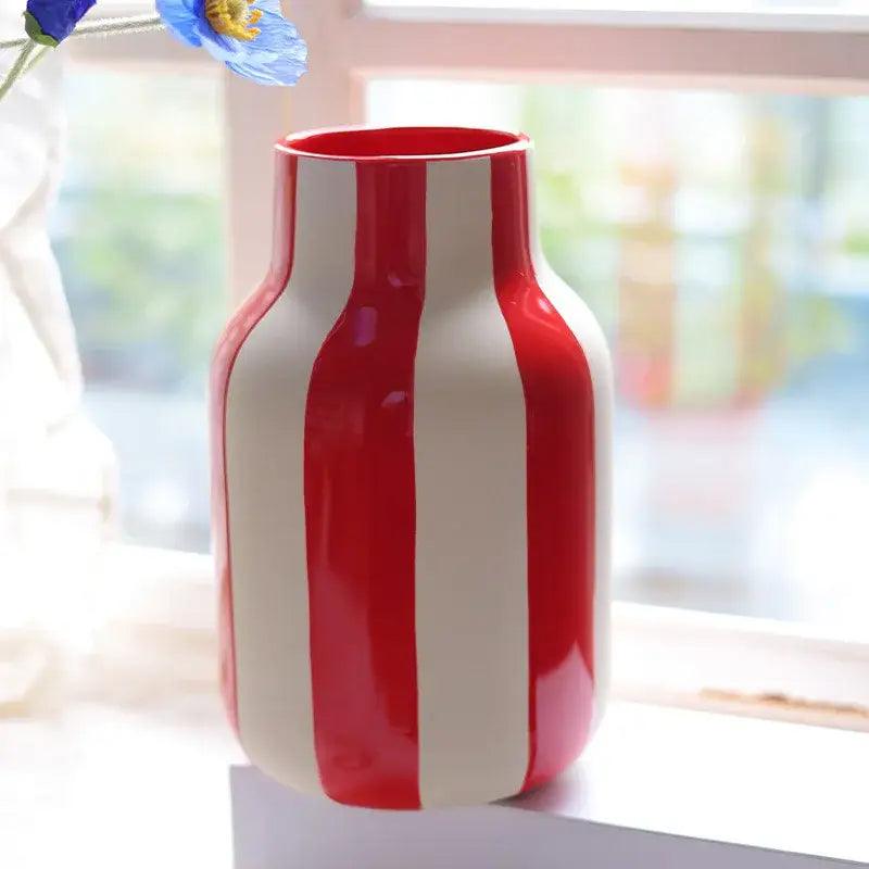 Black Striped Ceramic Vase