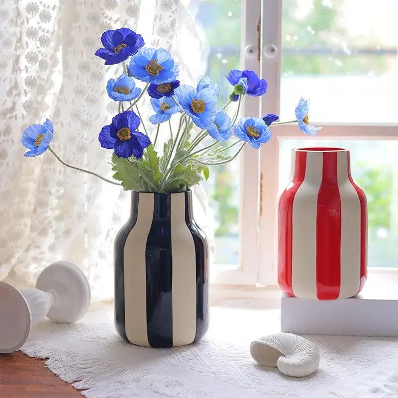 Black Striped Ceramic Vase