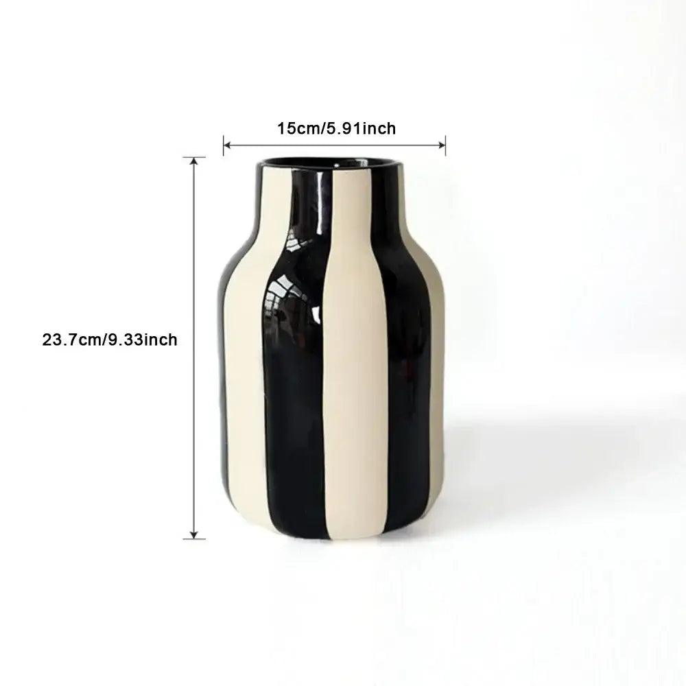 Black Striped Ceramic Vase