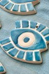 Ceramic Wall Ornament Set of 4 - Cyan Blue