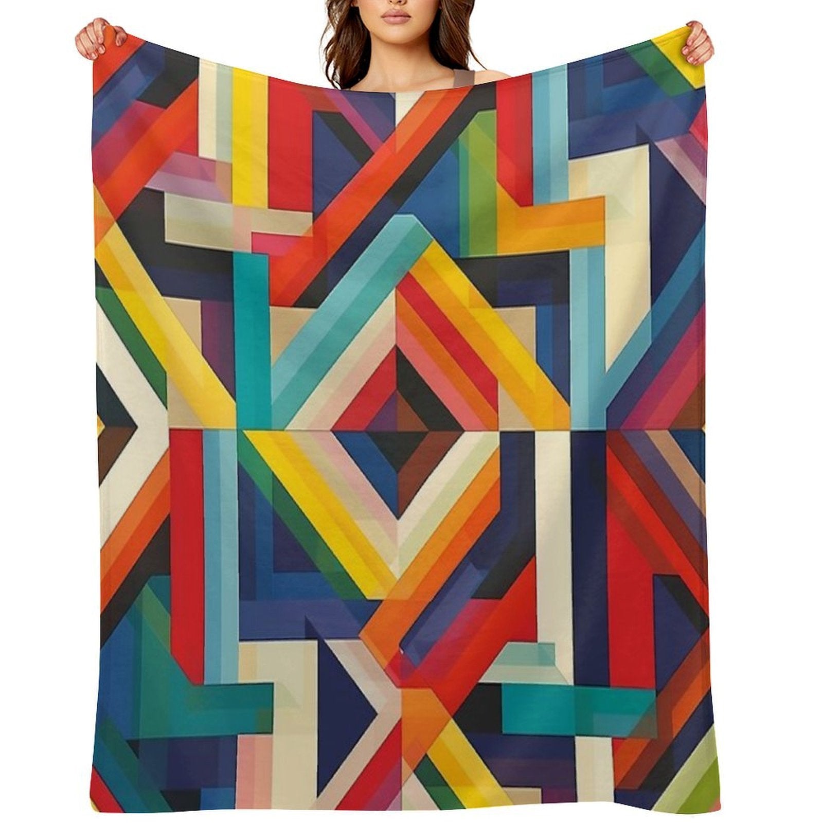 Geometric Patterns in Rainbow Colors V.4 Durable Throw Blanket